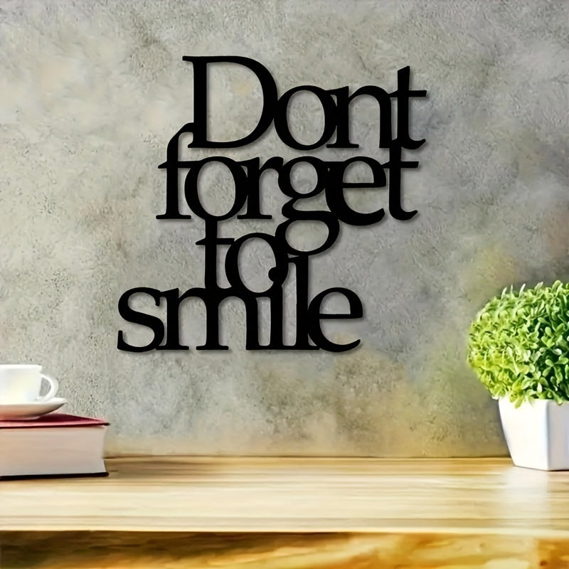 Don't Forget to Smile Metal Wall Art - Outdoor Decorative Sign for Garden or Lawn