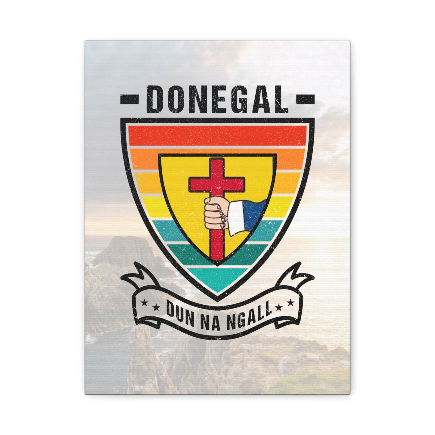 Donegal County Crest Canvas Wall Art – Stretched Matte Print with Vibrant Design.