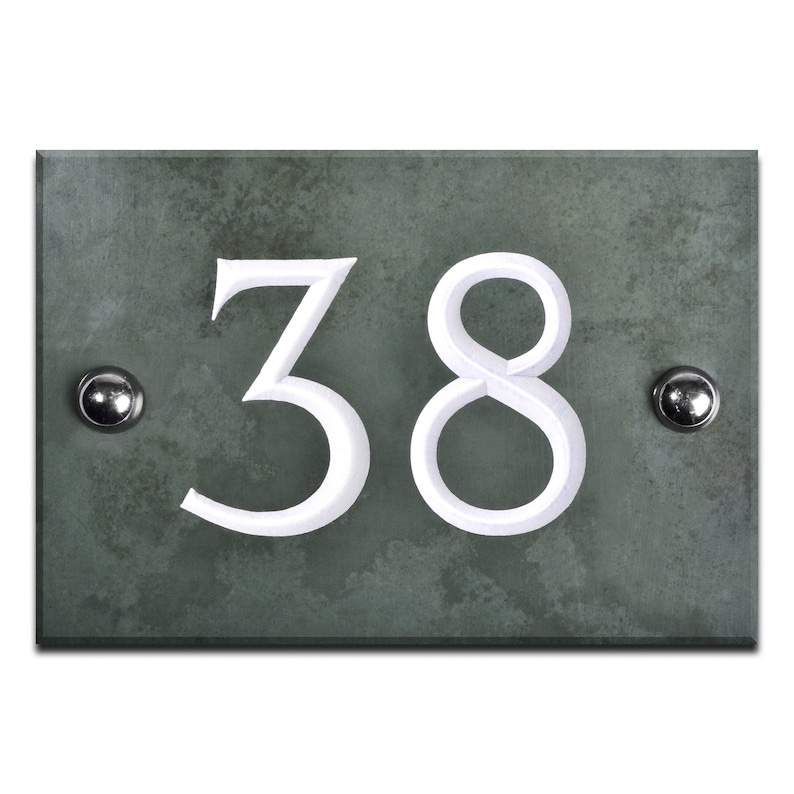 Handcrafted Personalised Green Slate House Number Plaque