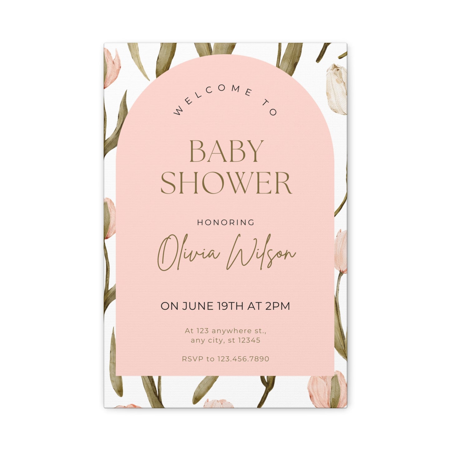 Baby Shower Welcome Canvas - Personalized Floral Wall Art