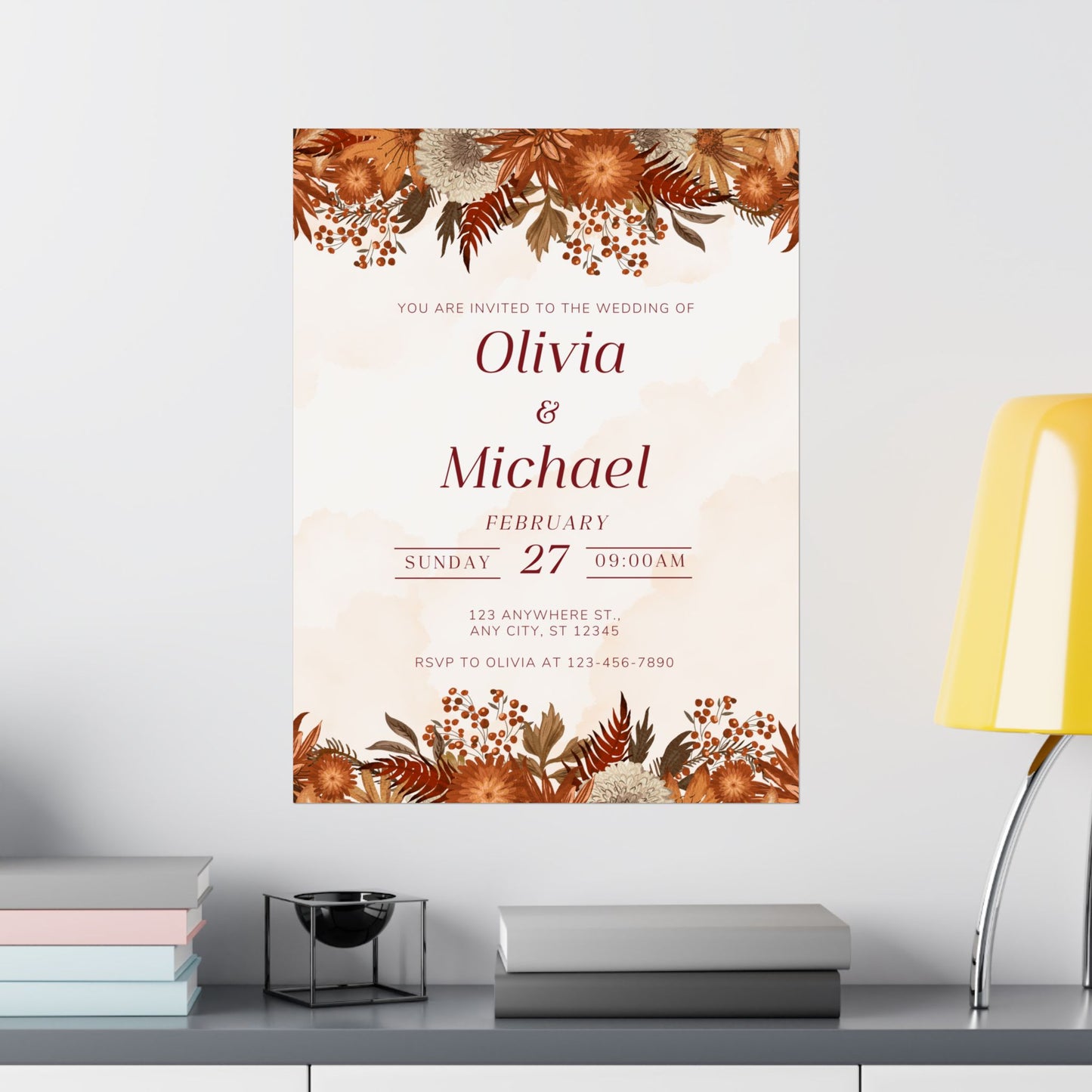 Elegant Floral Wedding Poster | Invite Decor for Olivia & Michael