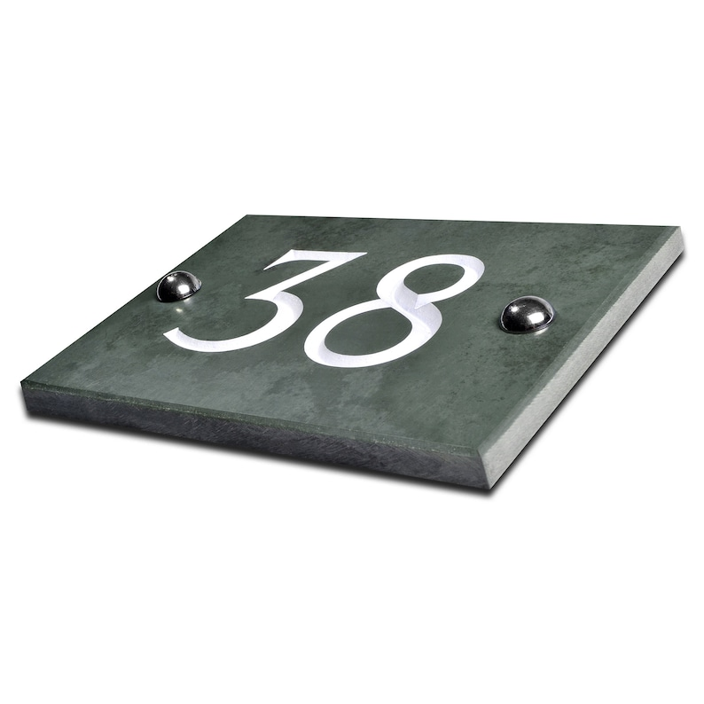 Handcrafted Personalised Green Slate House Number Plaque