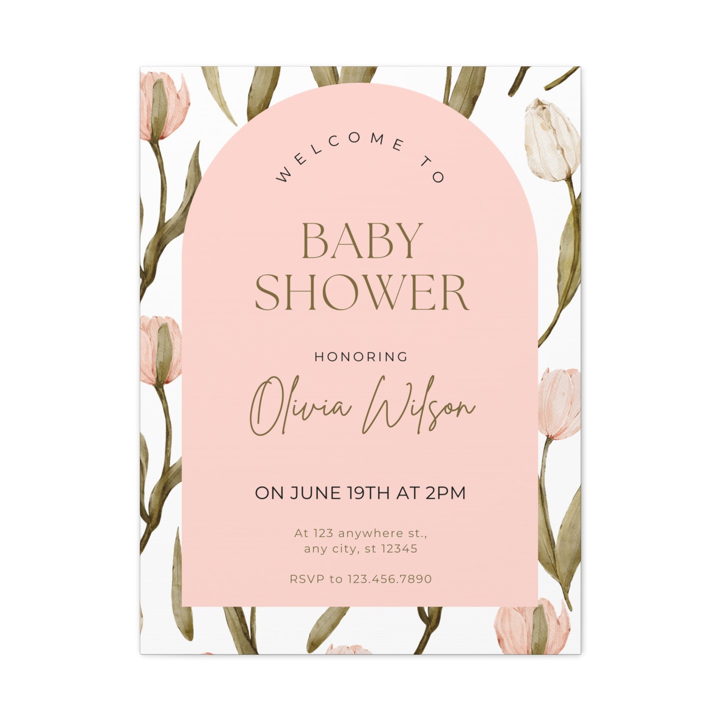 Baby Shower Welcome Canvas - Personalized Floral Wall Art