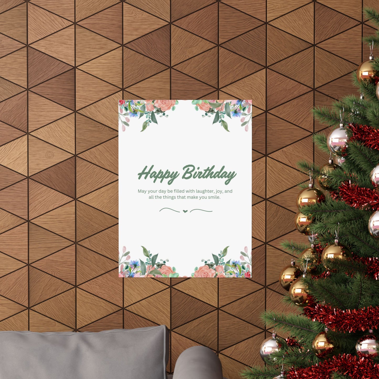 Happy Birthday Vertical Poster - Floral Design, Matte Finish, Perfect for Celebrations