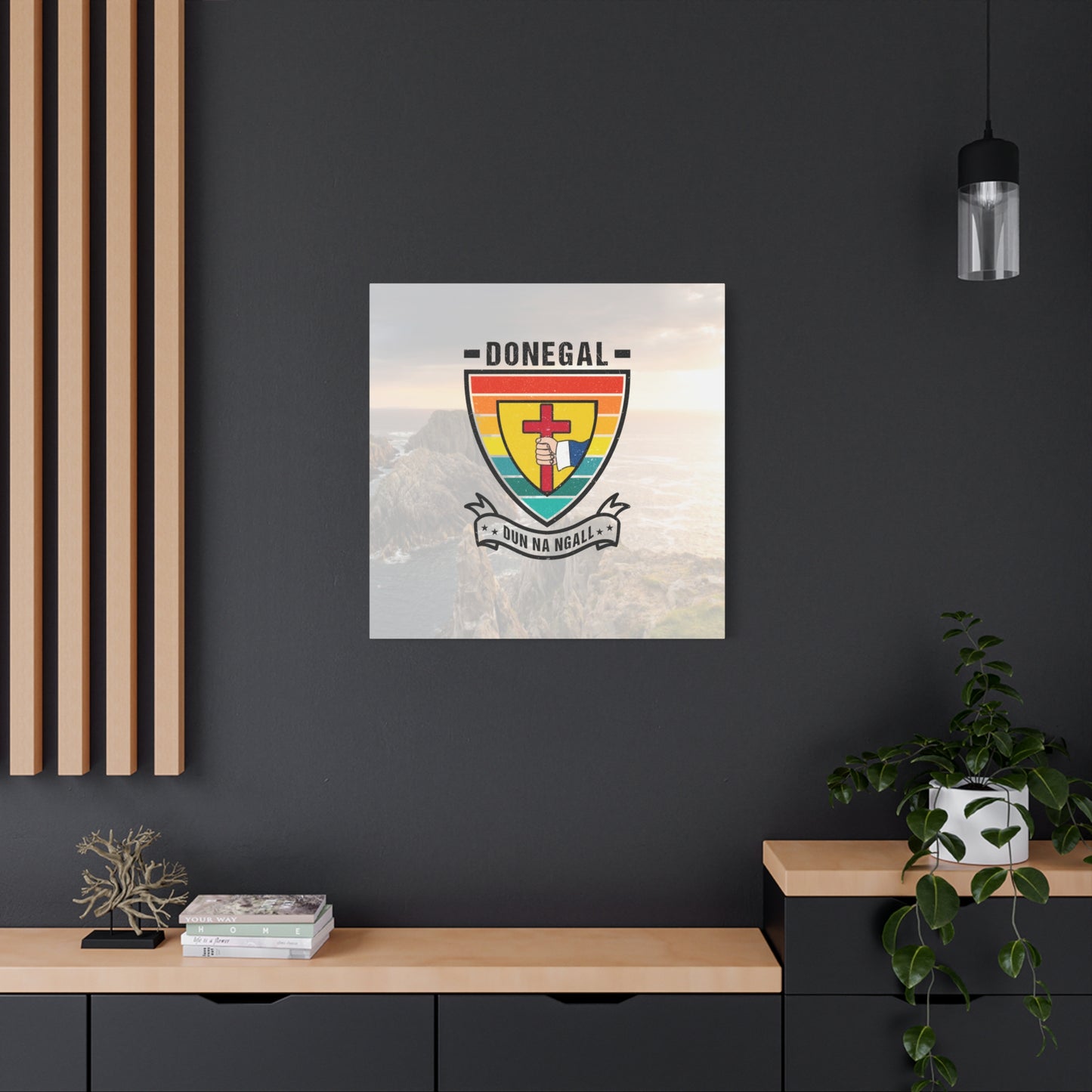 Donegal County Crest Canvas Wall Art – Stretched Matte Print with Vibrant Design.