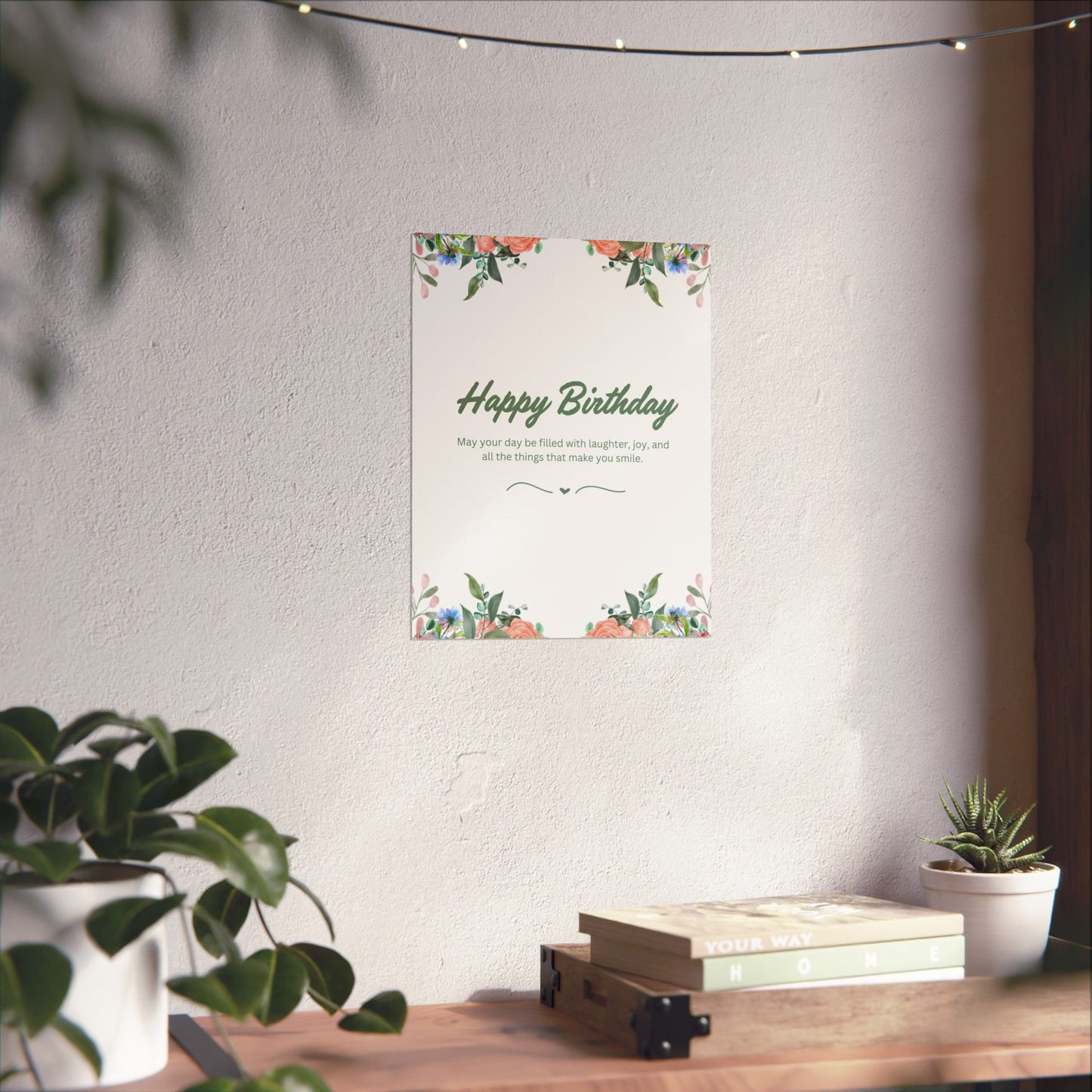 Happy Birthday Vertical Poster - Floral Design, Matte Finish, Perfect for Celebrations