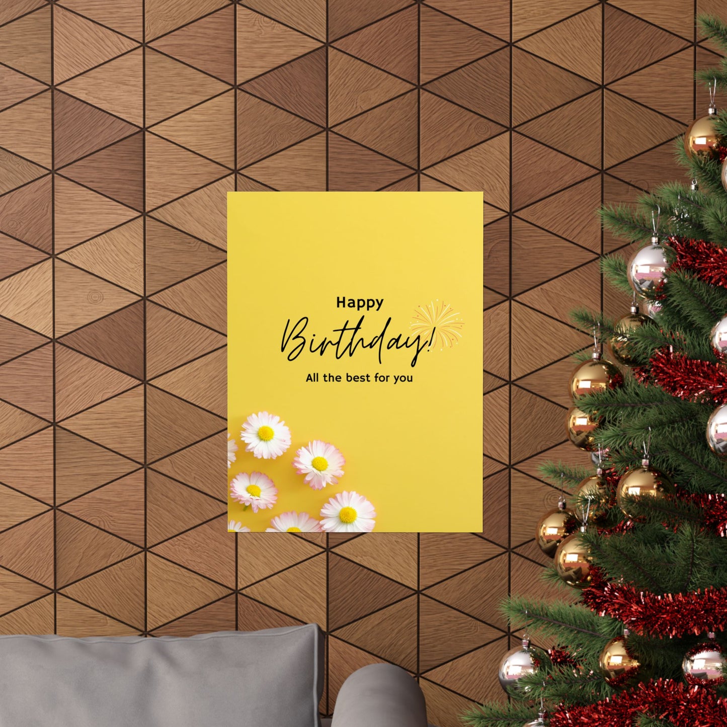 Happy Birthday Matte Poster - Bright Floral Design