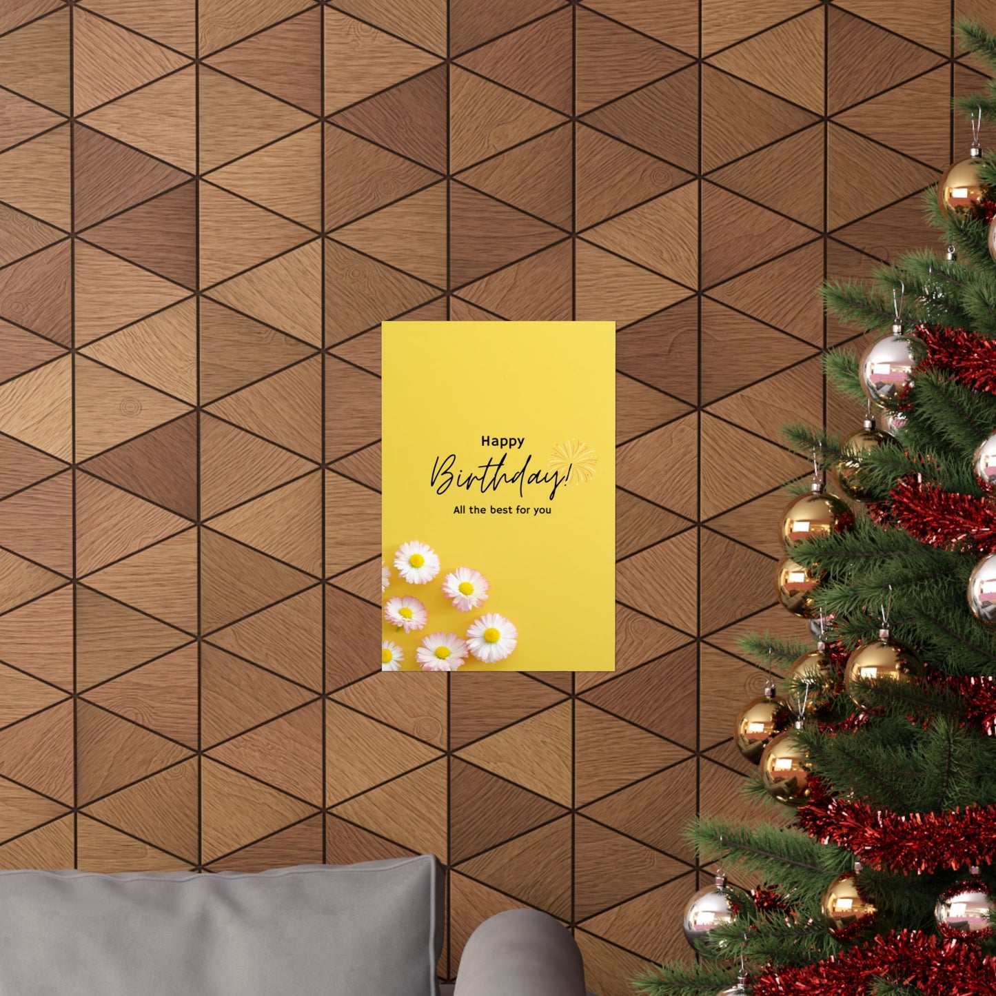 Happy Birthday Matte Poster - Bright Floral Design