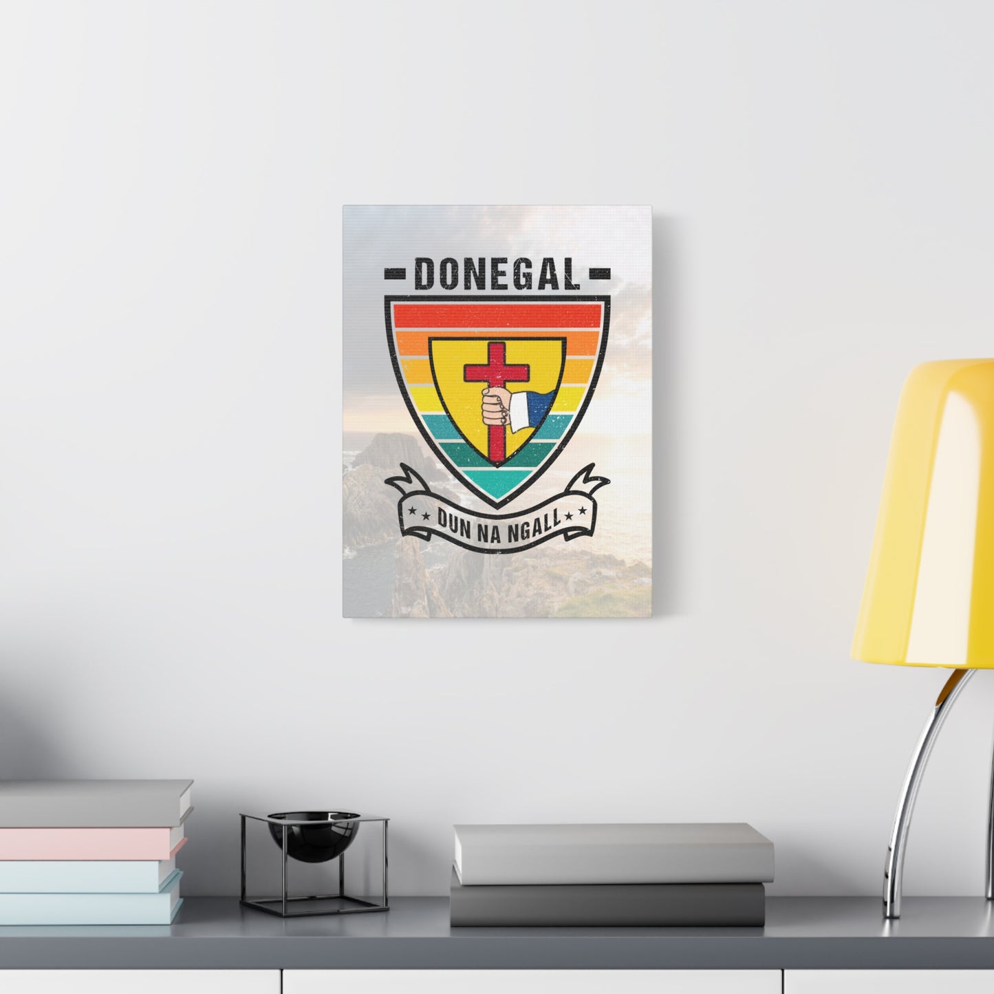 Donegal County Crest Canvas Wall Art – Stretched Matte Print with Vibrant Design.