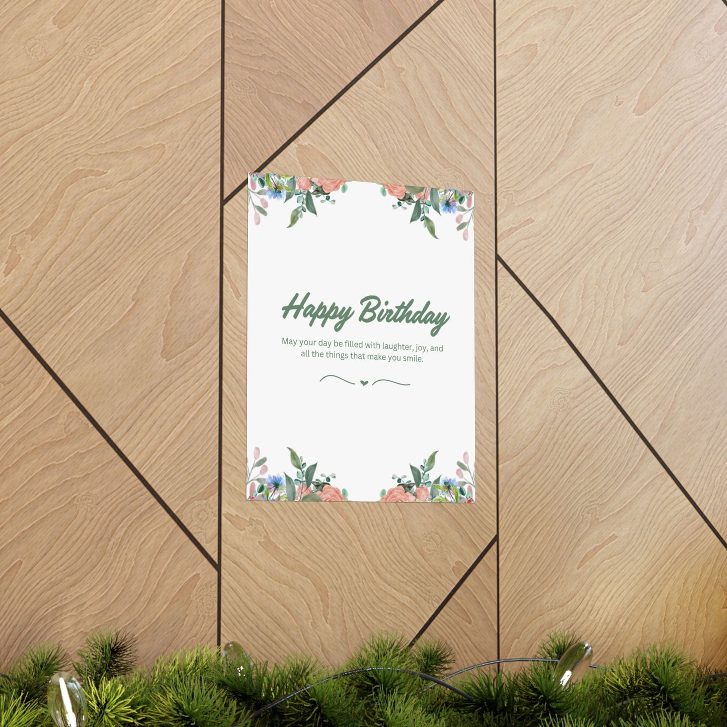 Happy Birthday Vertical Poster - Floral Design, Matte Finish, Perfect for Celebrations