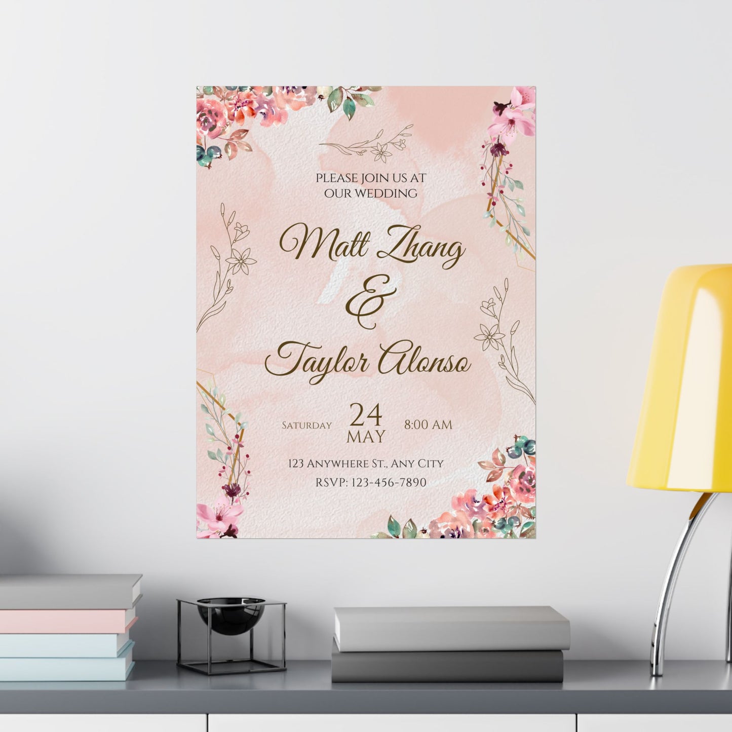 Elegant Wedding Invitation Posters - Personalized Floral Design