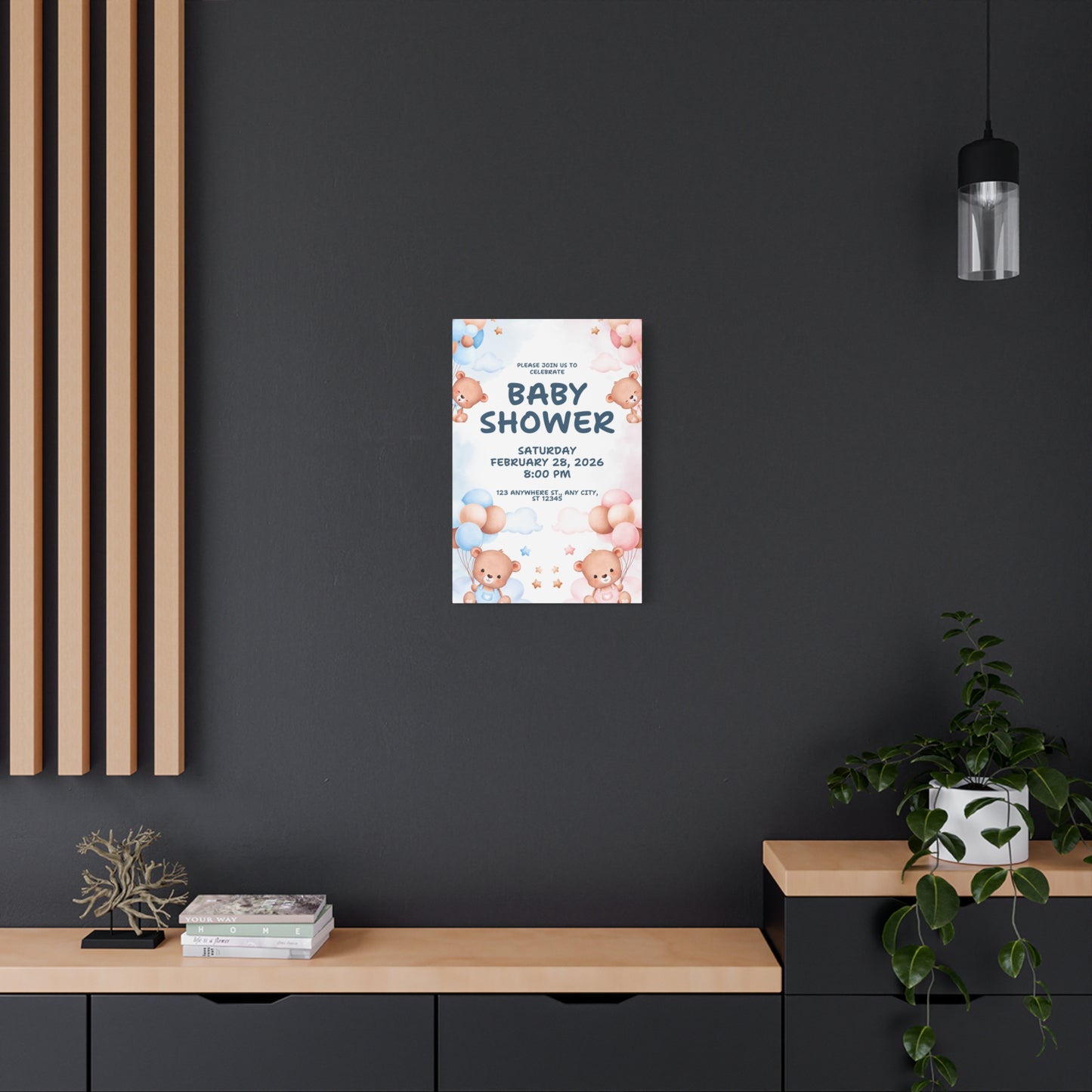 Baby Shower Canvas Print - Cute Bear Design for Celebrations