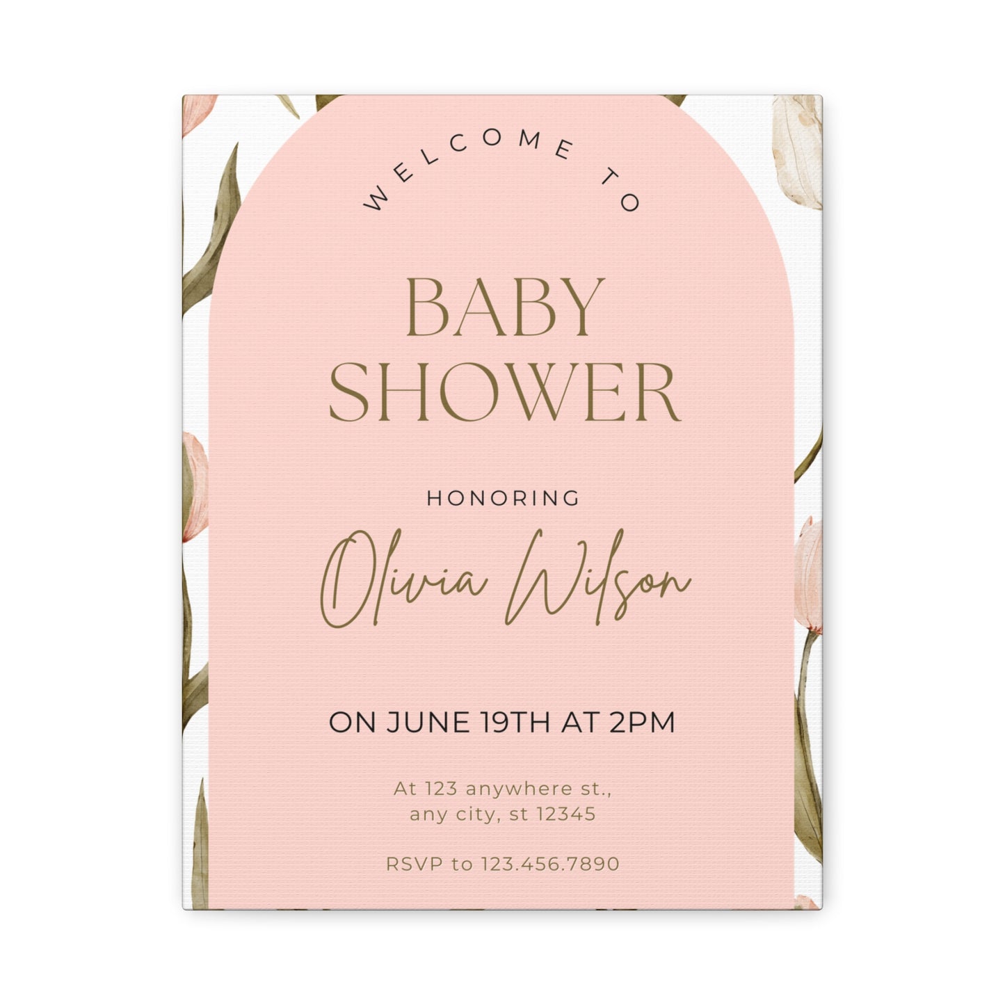 Baby Shower Welcome Canvas - Personalized Floral Wall Art