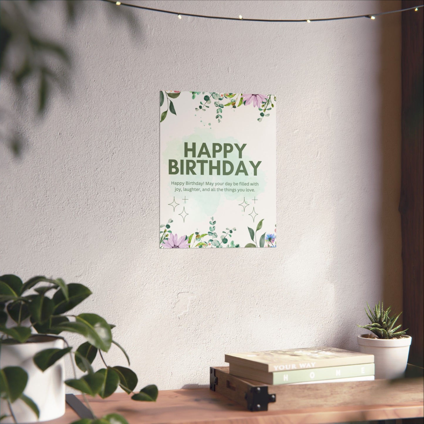 Floral Happy Birthday Poster - Matte Vertical Wall Art