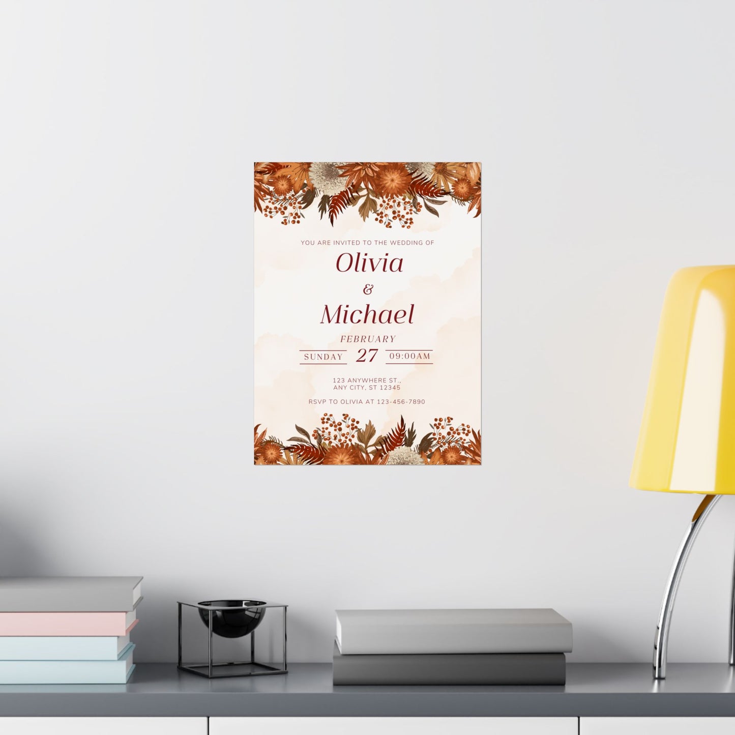 Elegant Floral Wedding Poster | Invite Decor for Olivia & Michael
