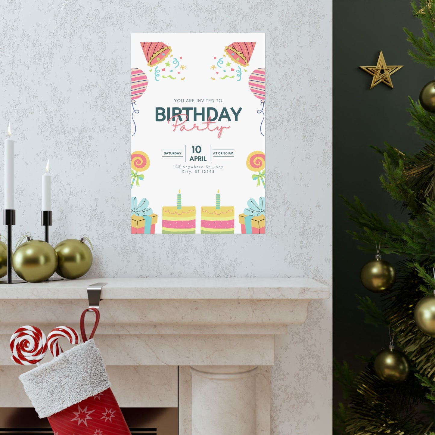 Birthday Party Matte Vertical Poster - Colorful Celebration Decor