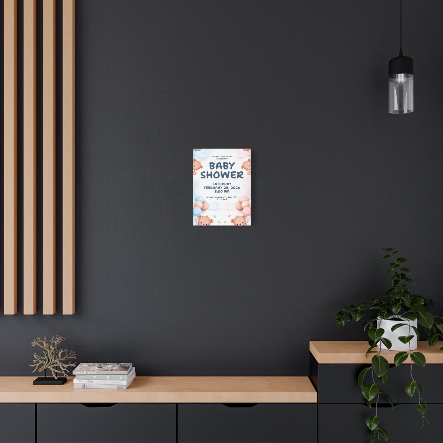 Baby Shower Canvas Print - Cute Bear Design for Celebrations