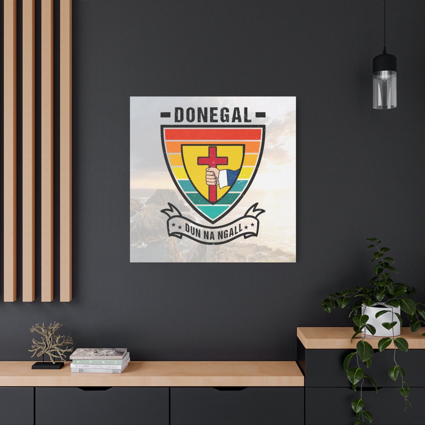 Donegal County Crest Canvas Wall Art – Stretched Matte Print with Vibrant Design.