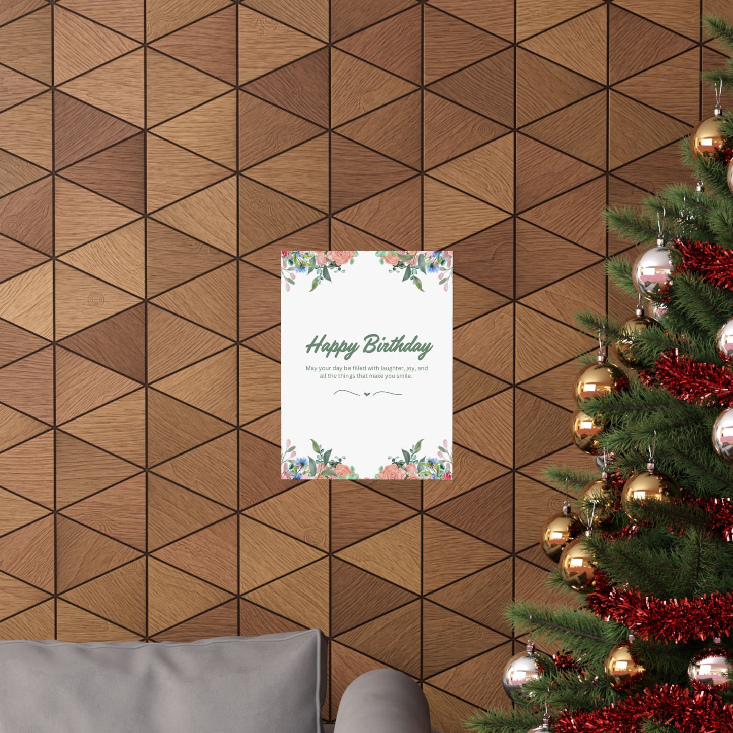 Happy Birthday Vertical Poster - Floral Design, Matte Finish, Perfect for Celebrations