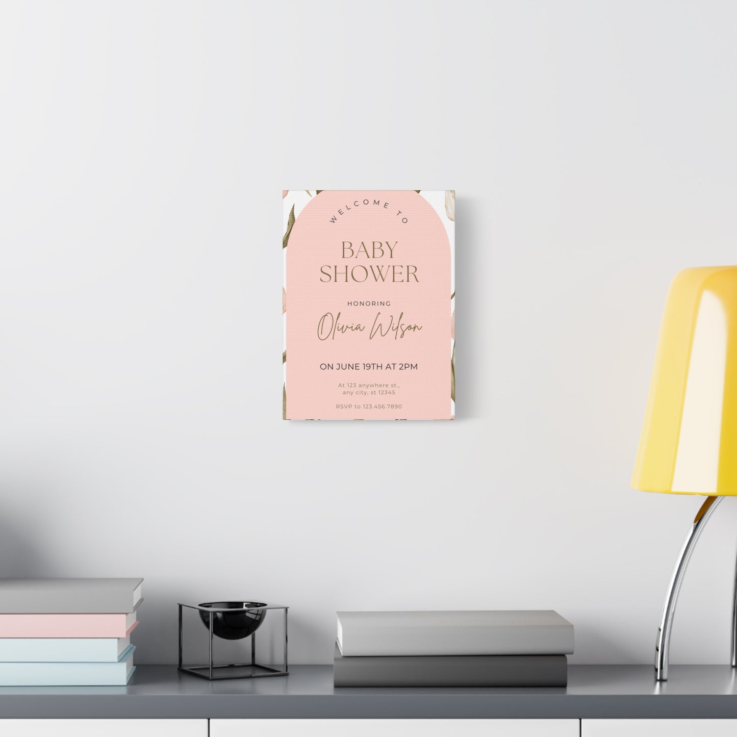 Baby Shower Welcome Canvas - Personalized Floral Wall Art