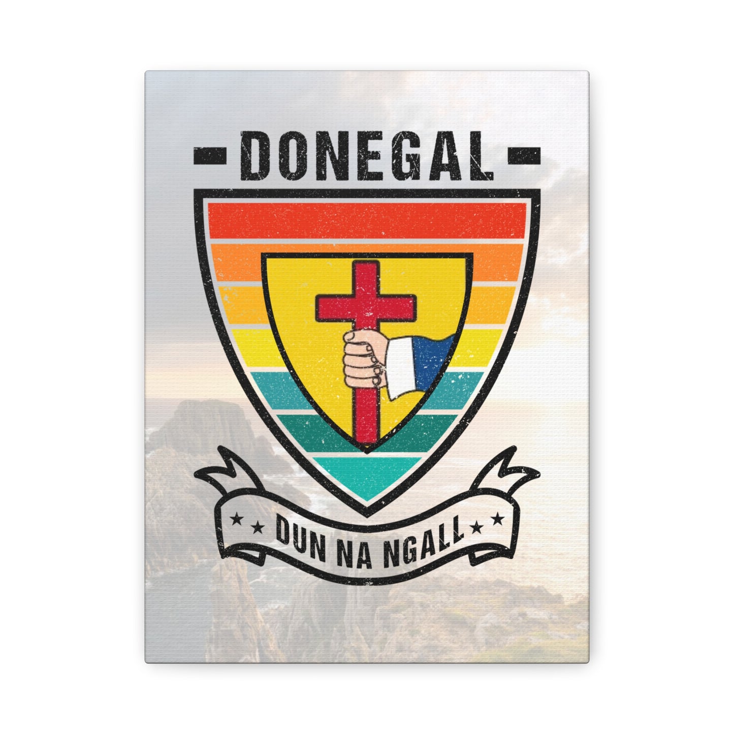 Donegal County Crest Canvas Wall Art – Stretched Matte Print with Vibrant Design.
