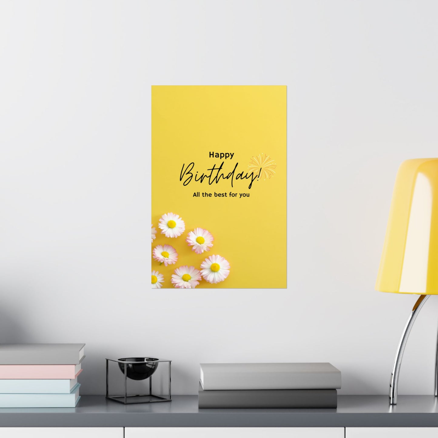 Happy Birthday Matte Poster - Bright Floral Design