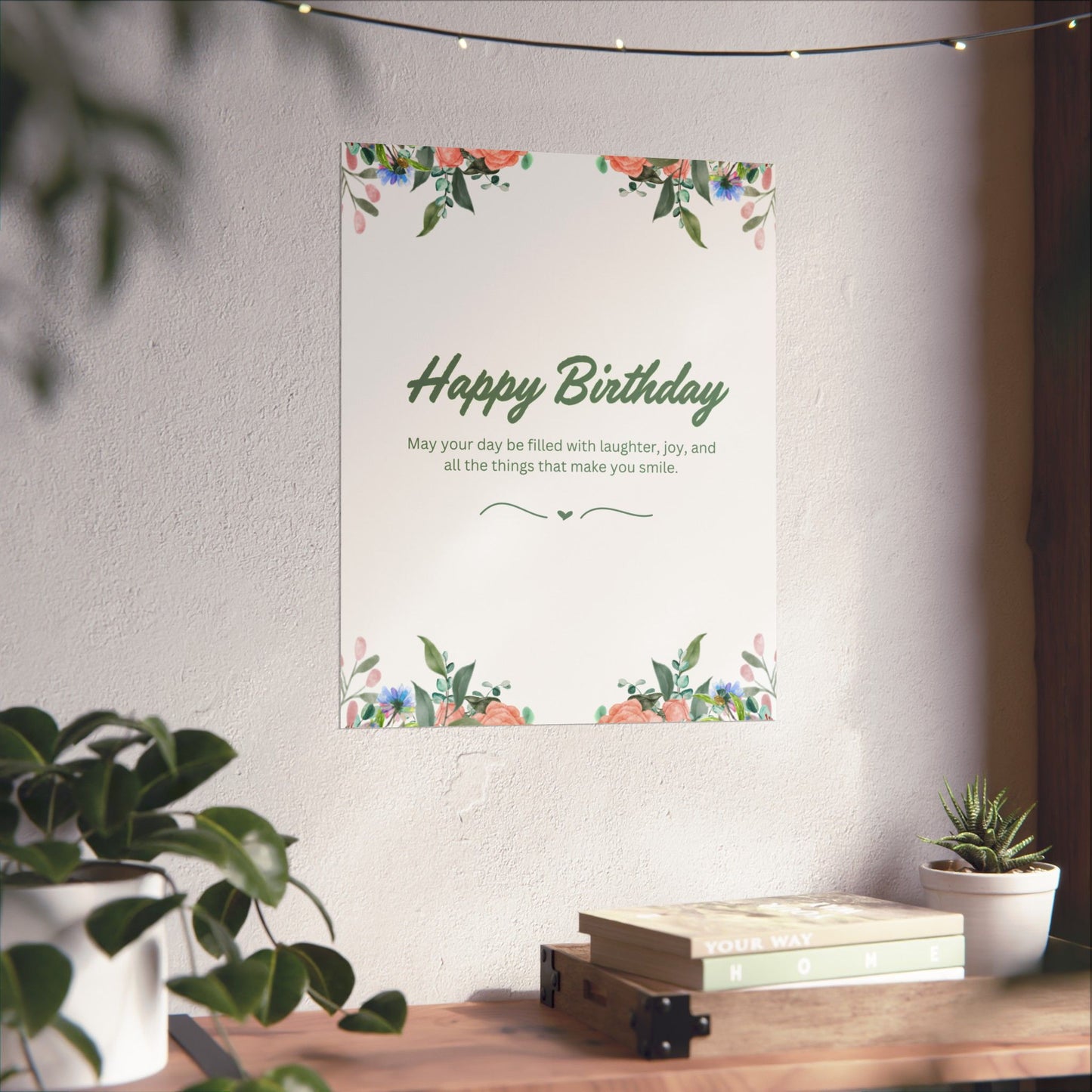 Happy Birthday Vertical Poster - Floral Design, Matte Finish, Perfect for Celebrations