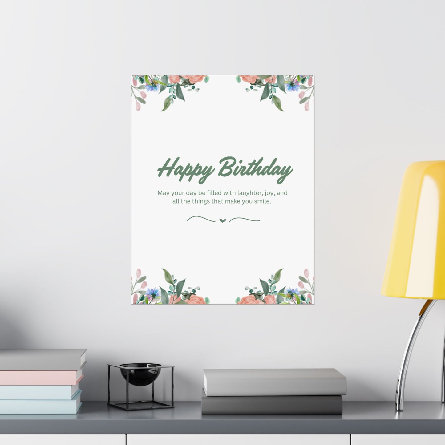 Happy Birthday Vertical Poster - Floral Design, Matte Finish, Perfect for Celebrations