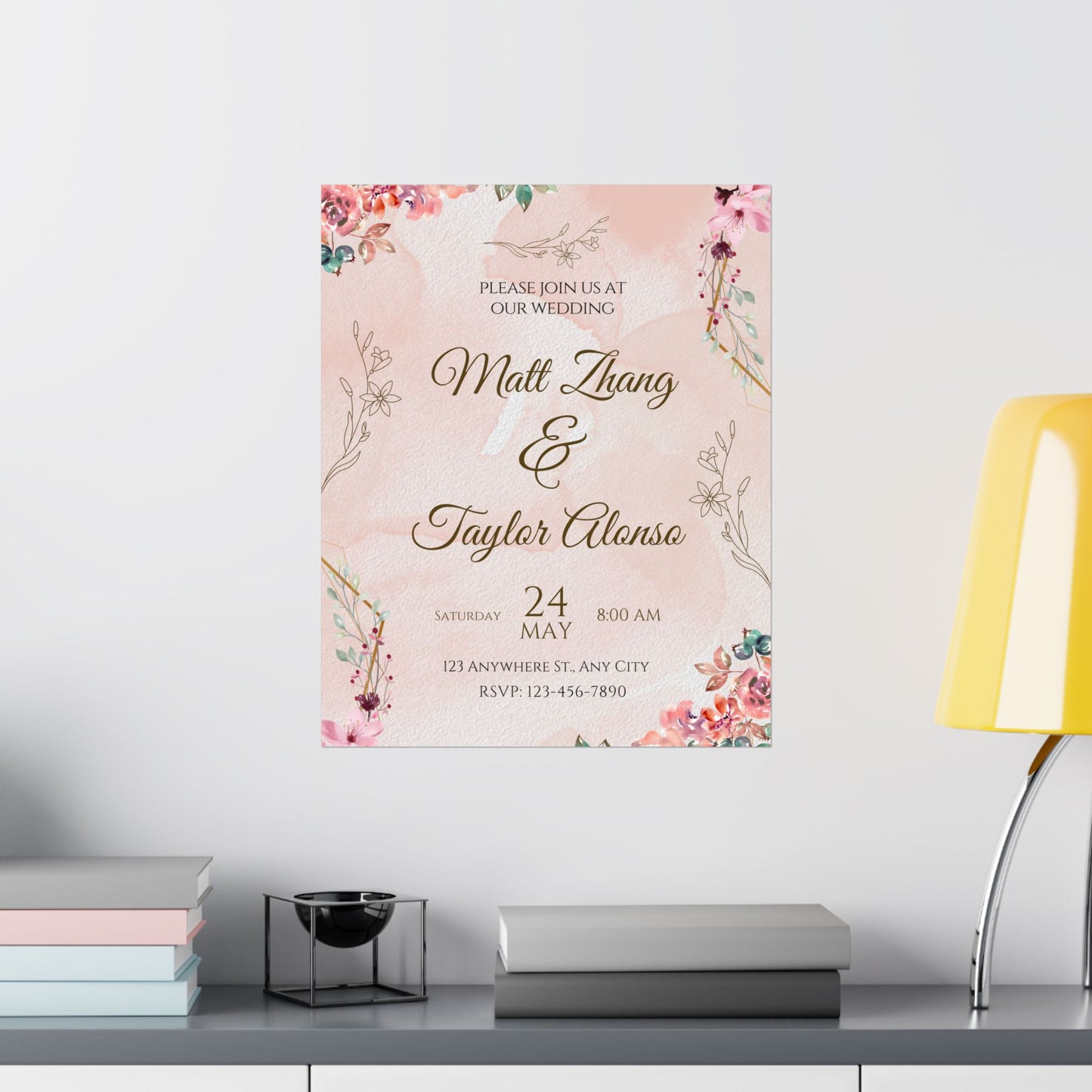 Elegant Wedding Invitation Posters - Personalized Floral Design
