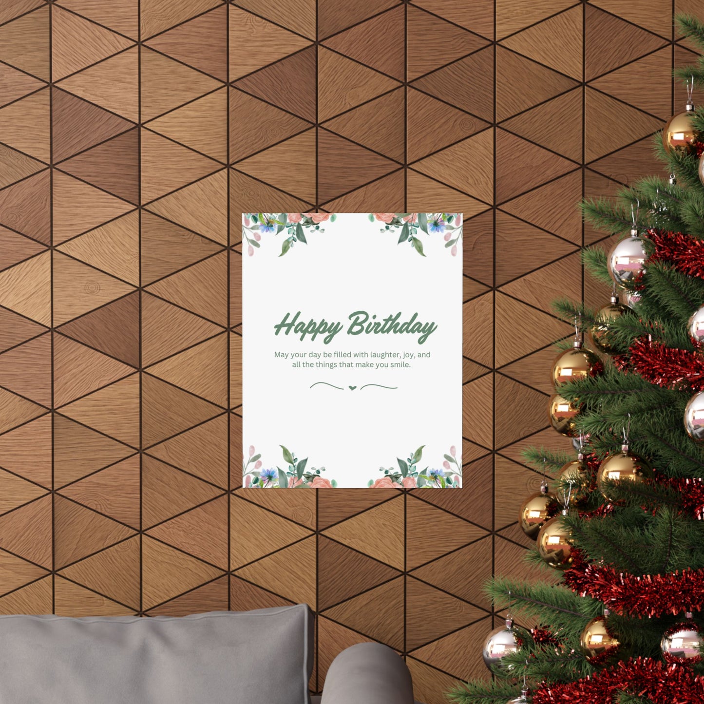 Happy Birthday Vertical Poster - Floral Design, Matte Finish, Perfect for Celebrations