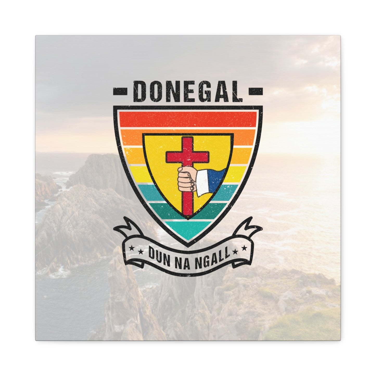Donegal County Crest Canvas Wall Art – Stretched Matte Print with Vibrant Design.