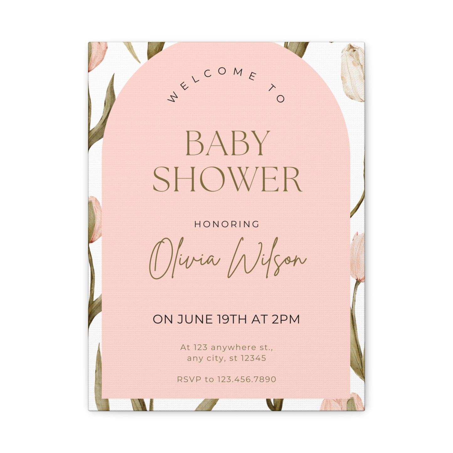 Baby Shower Welcome Canvas - Personalized Floral Wall Art