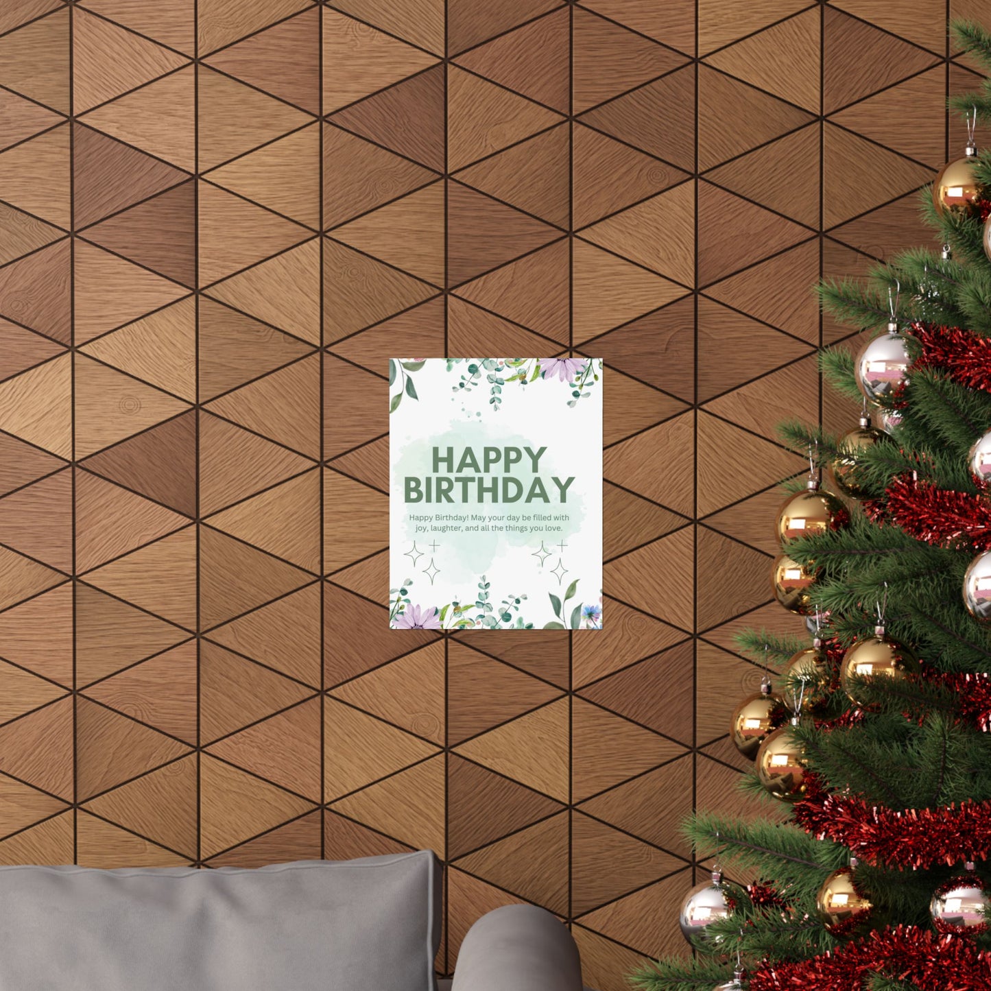 Floral Happy Birthday Poster - Matte Vertical Wall Art
