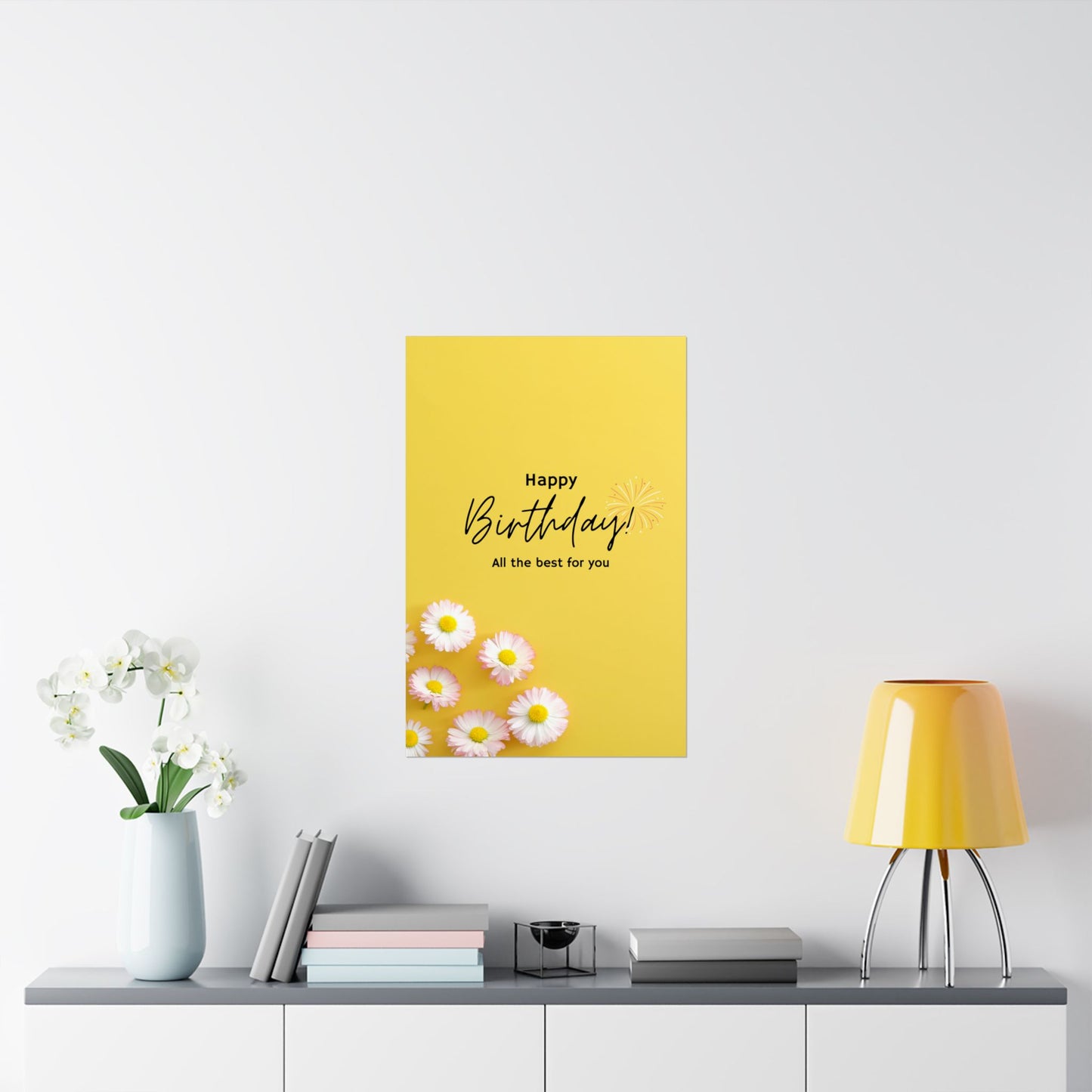 Happy Birthday Matte Poster - Bright Floral Design