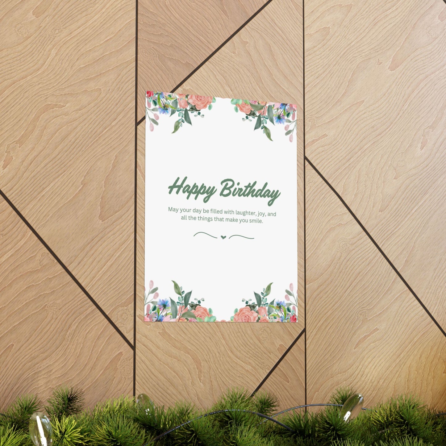Happy Birthday Vertical Poster - Floral Design, Matte Finish, Perfect for Celebrations