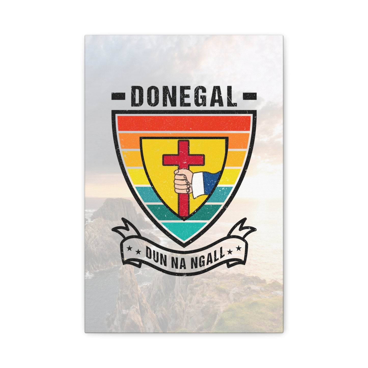 Donegal County Crest Canvas Wall Art – Stretched Matte Print with Vibrant Design.