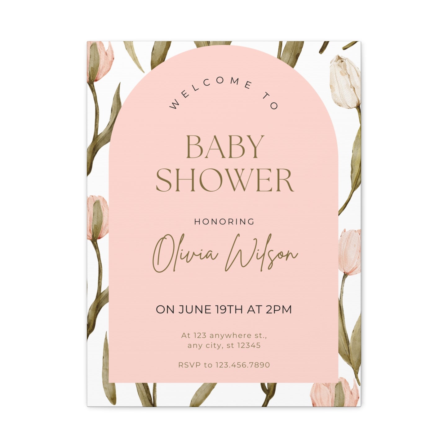 Baby Shower Welcome Canvas - Personalized Floral Wall Art