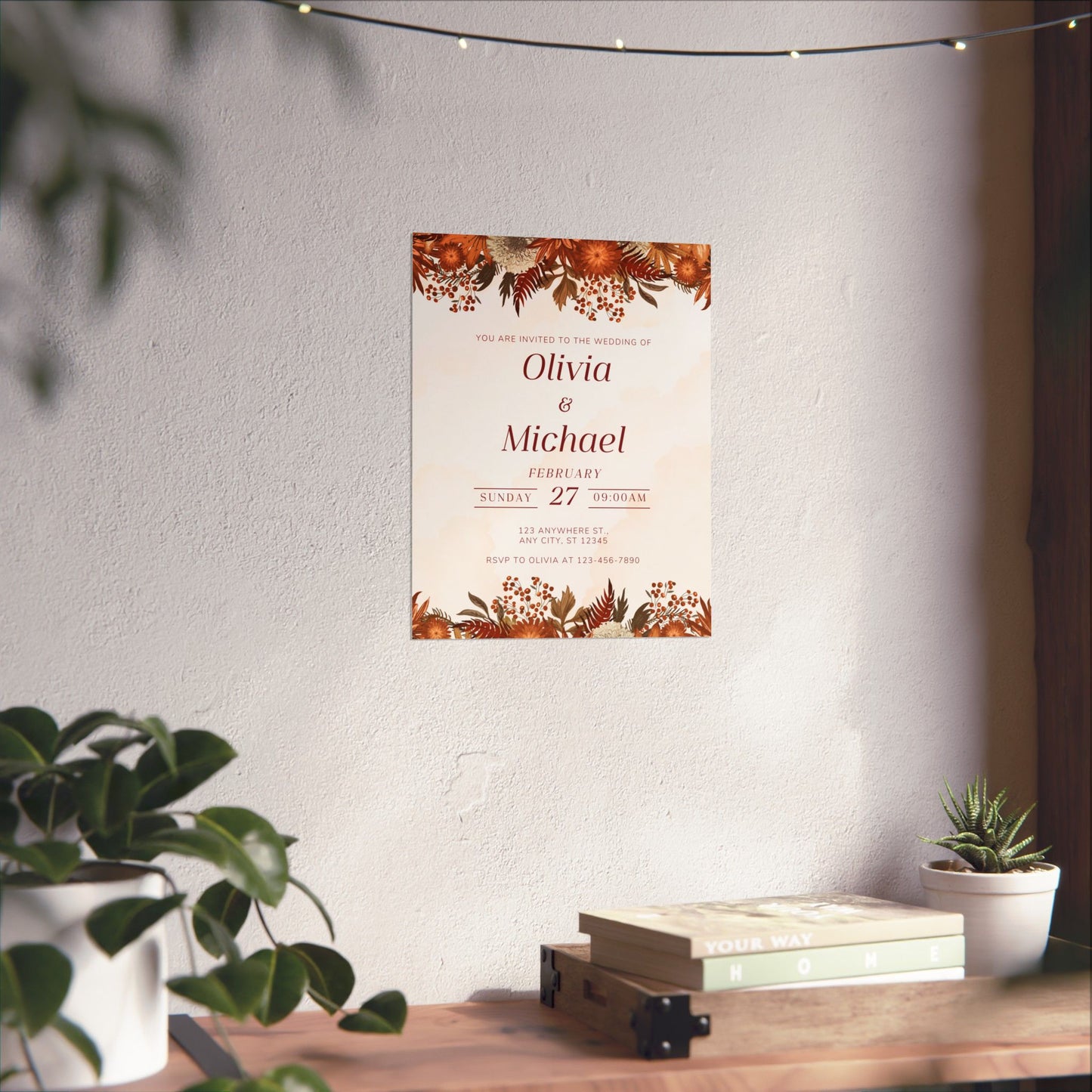 Elegant Floral Wedding Poster | Invite Decor for Olivia & Michael