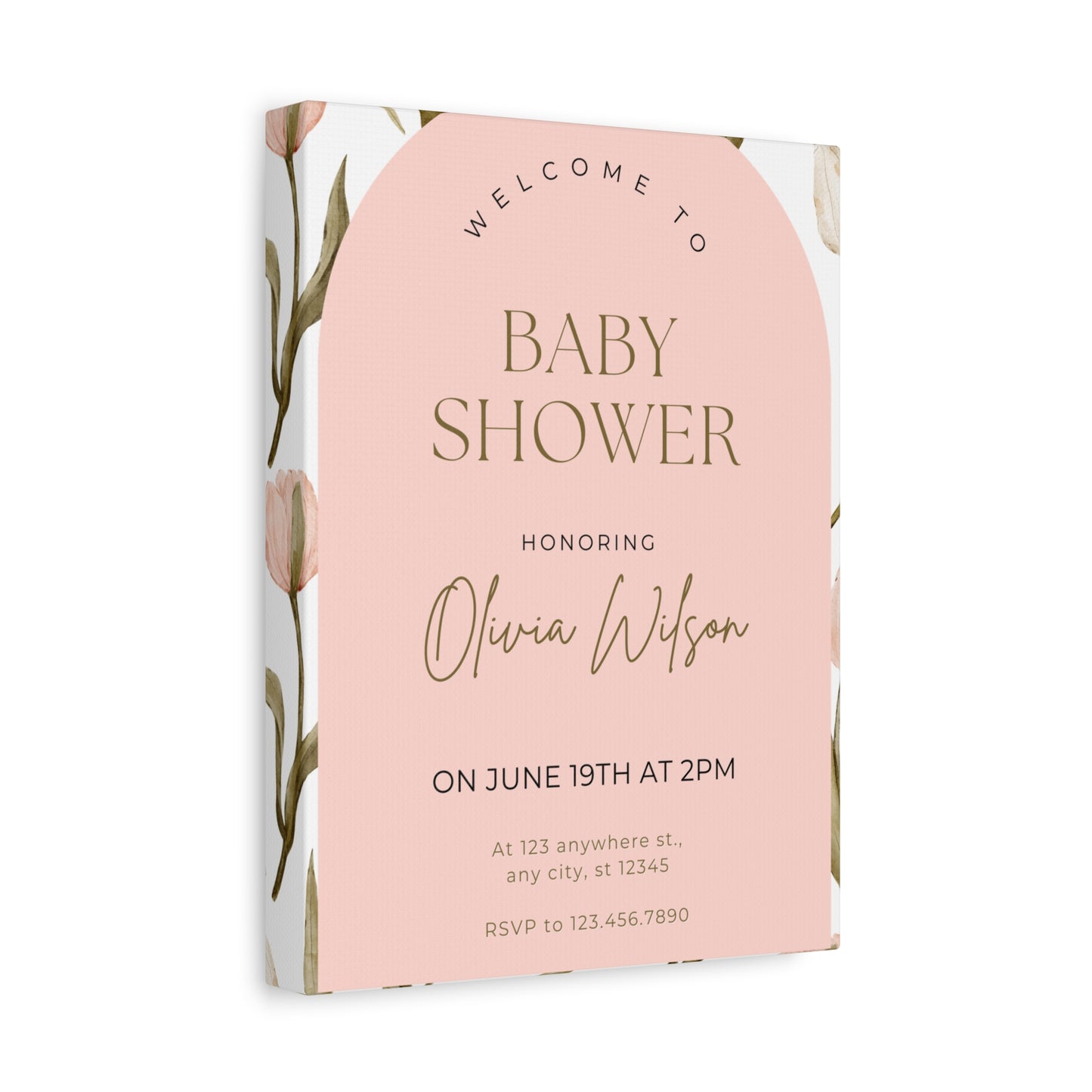 Baby Shower Welcome Canvas - Personalized Floral Wall Art