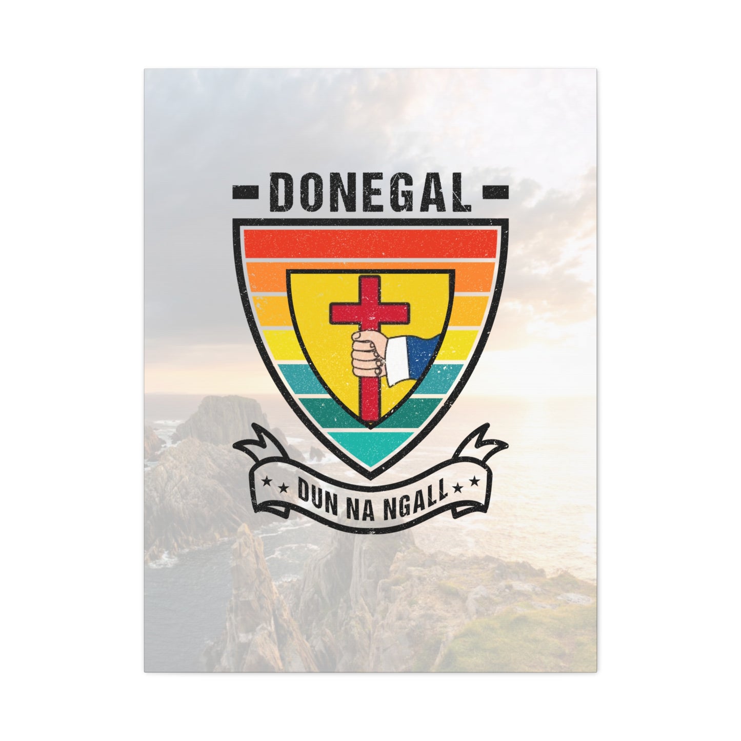 Donegal County Crest Canvas Wall Art – Stretched Matte Print with Vibrant Design.