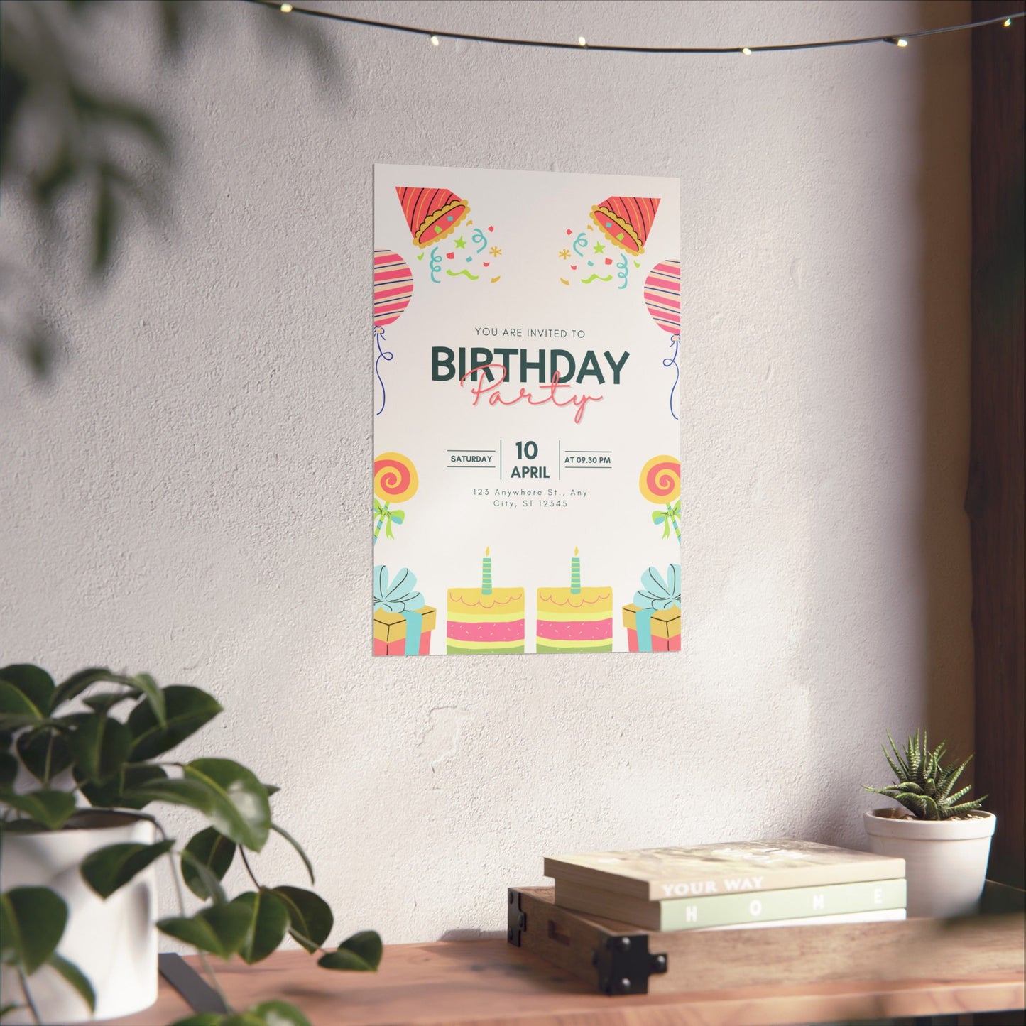 Birthday Party Matte Vertical Poster - Colorful Celebration Decor
