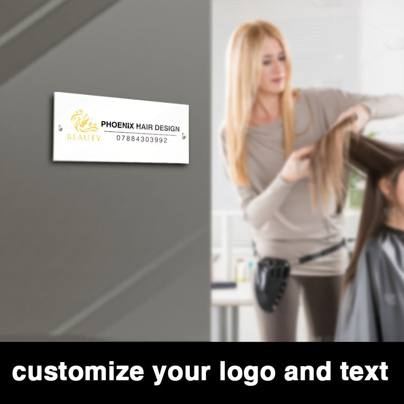 Custom Acrylic Door Sign with Logo & Text – Ideal for Hair Salons, Interior Designers & Professional Offices