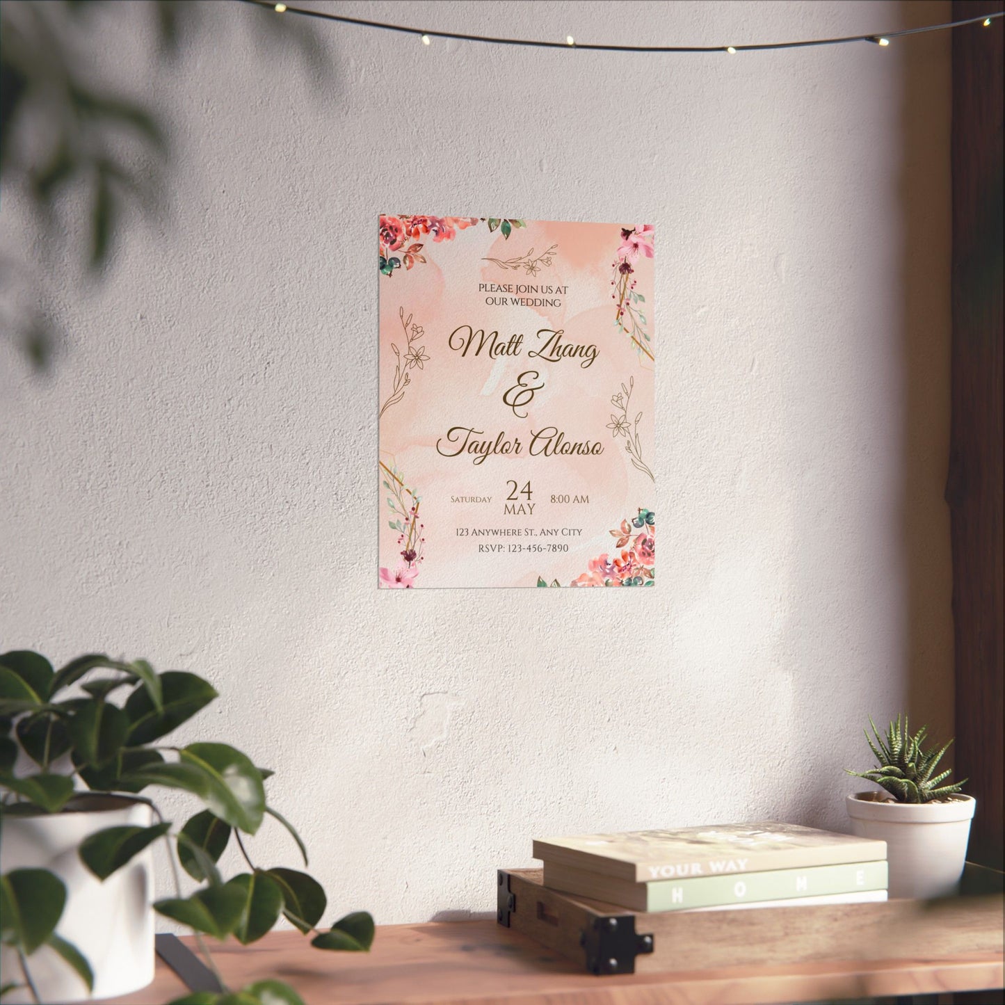 Elegant Wedding Invitation Posters - Personalized Floral Design