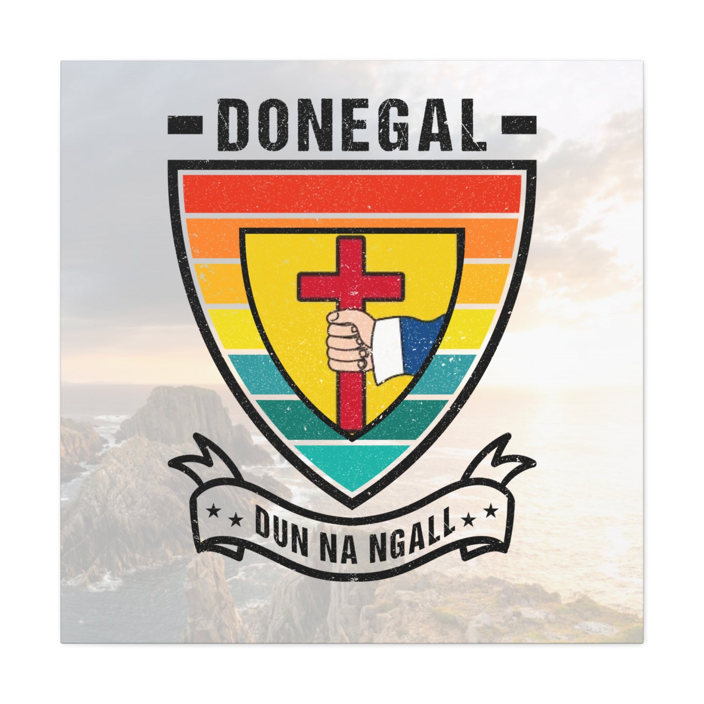 Donegal County Crest Canvas Wall Art – Stretched Matte Print with Vibrant Design.