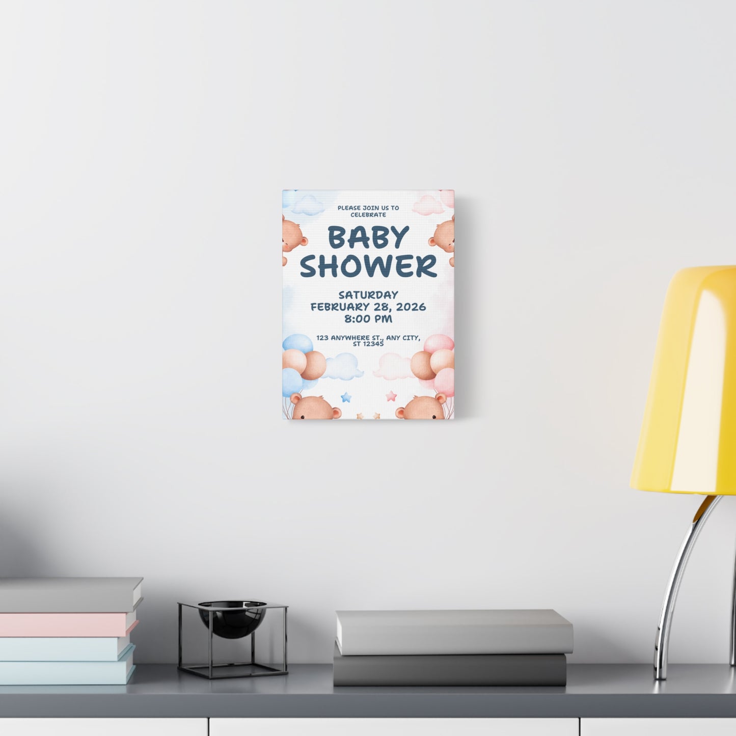 Baby Shower Canvas Print - Cute Bear Design for Celebrations