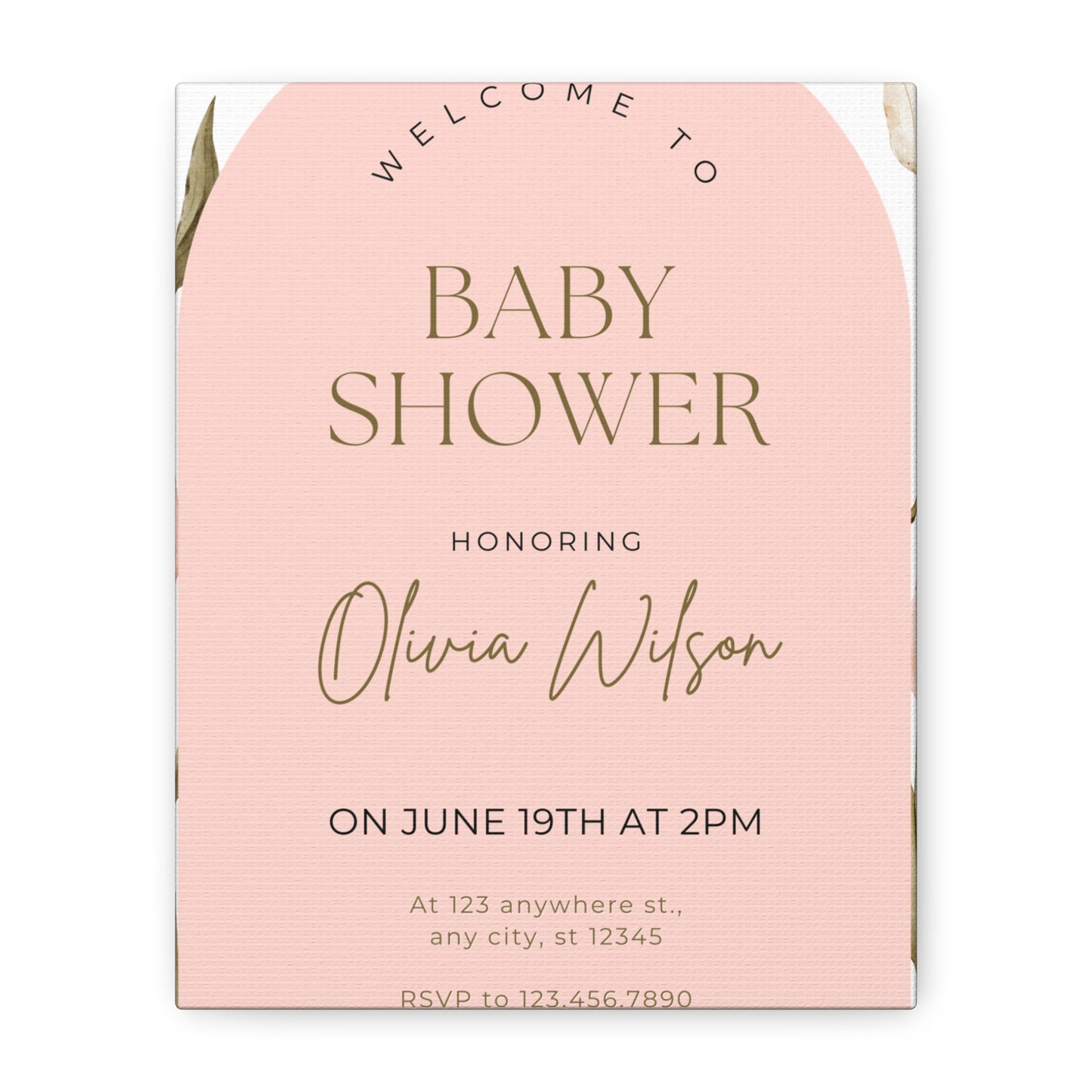Baby Shower Welcome Canvas - Personalized Floral Wall Art