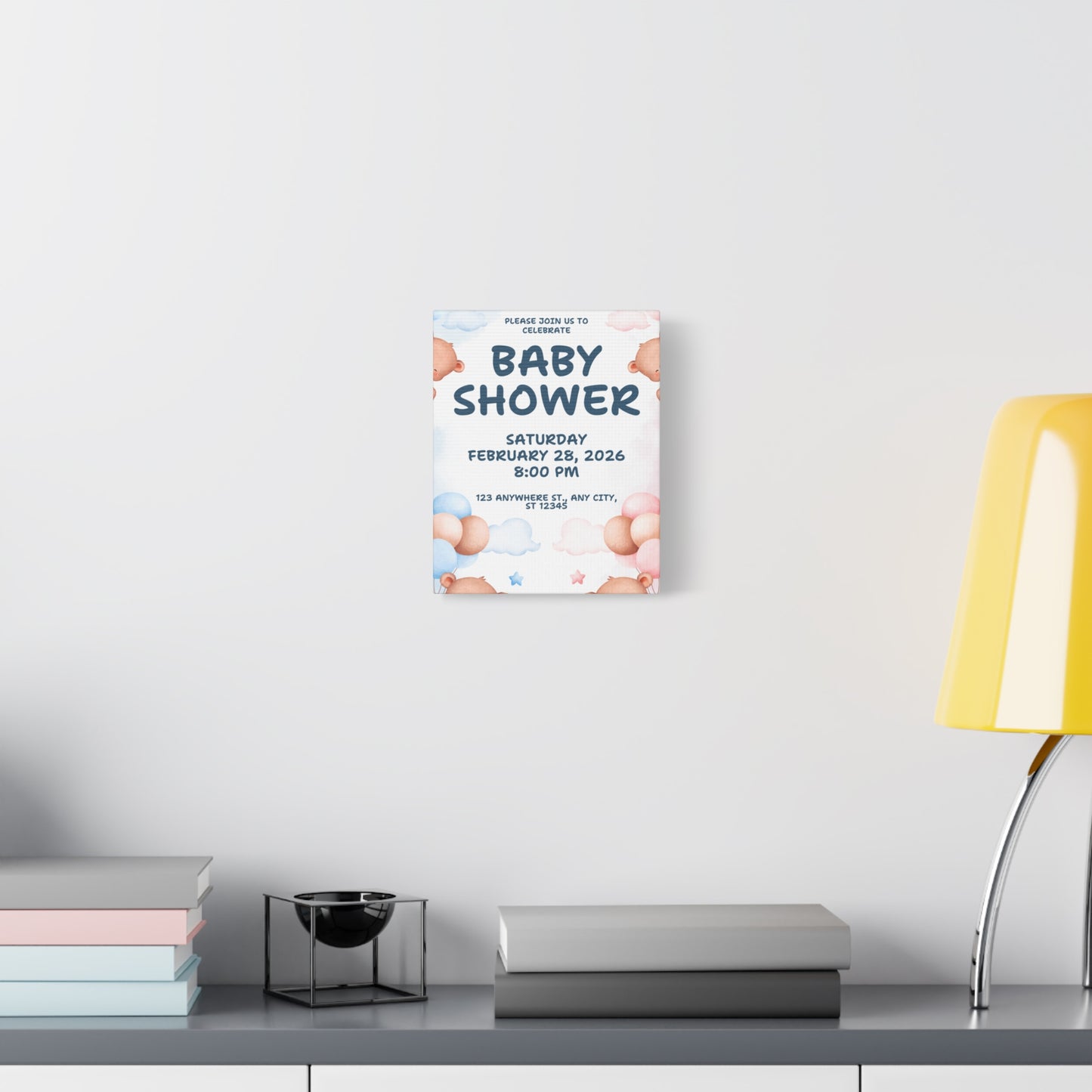 Baby Shower Canvas Print - Cute Bear Design for Celebrations