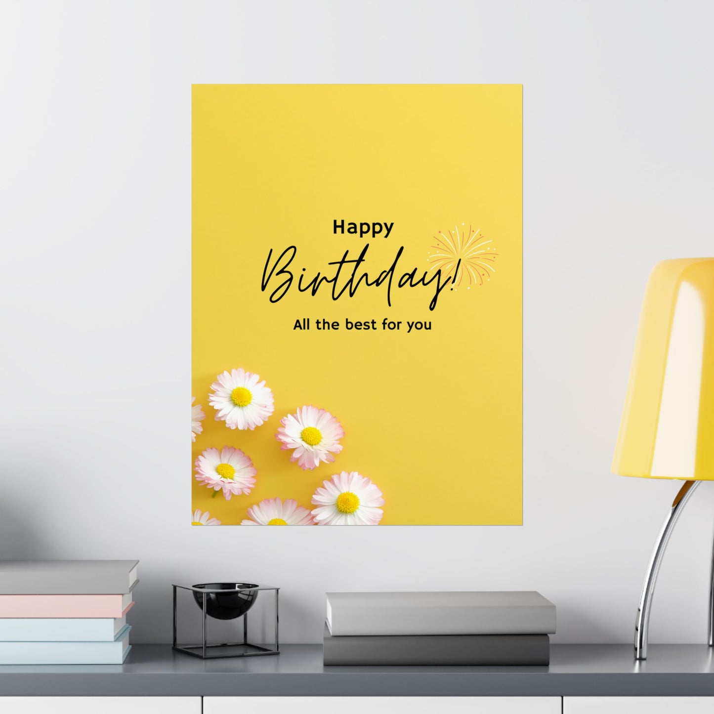 Happy Birthday Matte Poster - Bright Floral Design