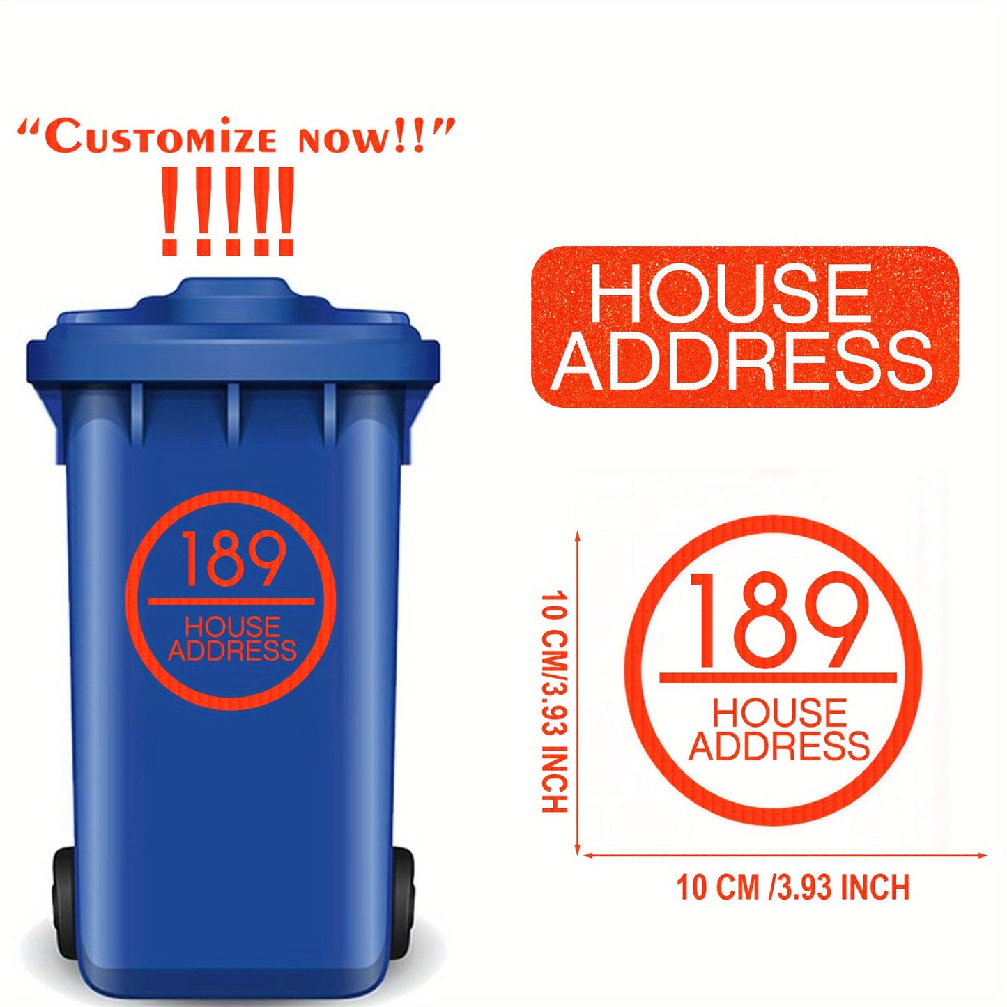 Custom Reflective Wheelie Bin Numbers - Personalized Sticky Labels with House & Street Name, Durable PET Material
