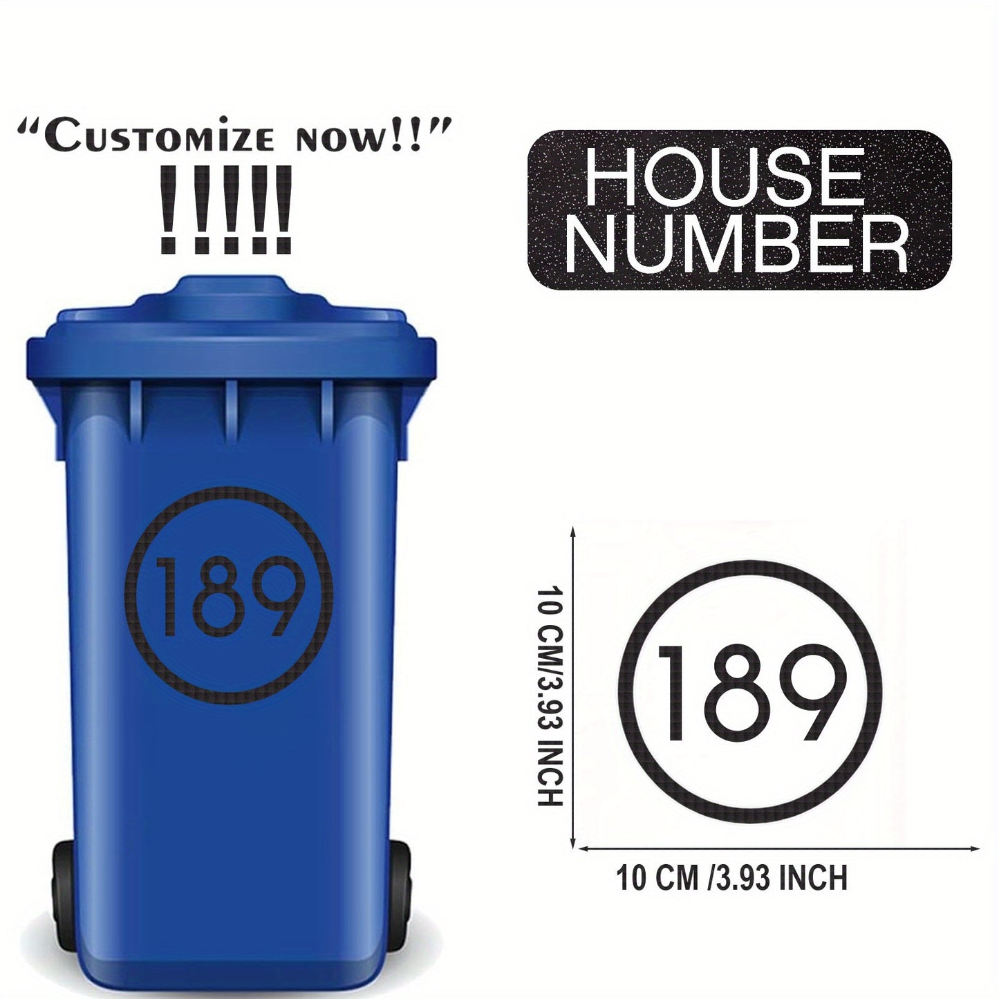 Custom Reflective Wheelie Bin Numbers - Personalized Sticky Labels with House & Street Name, Durable PET Material